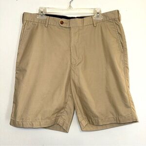 Peter Millar Flat Front Shorts Size 35 Khaki 100% Pima Cotton